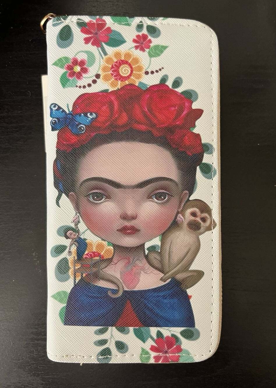 olg and frida Frida Kahlo Floral Art Zip-Around Multicolor Women's Wallet